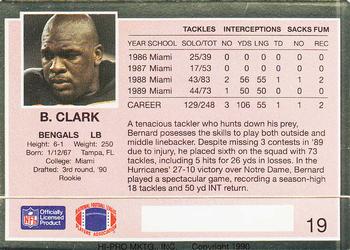 1990 Action Packed Rookie/Update #19 Bernard Clark Back