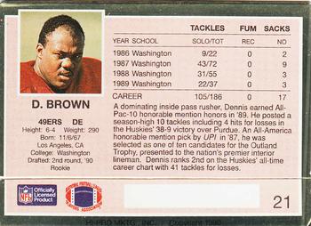 1990 Action Packed Rookie/Update #21 Dennis Brown Back