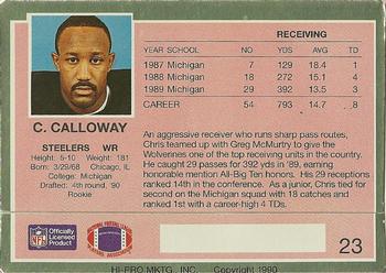 1990 Action Packed Rookie/Update #23 Chris Calloway Back