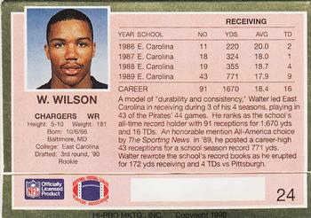 1990 Action Packed Rookie/Update #24 Walter Wilson Back