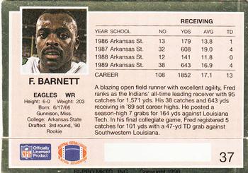 1990 Action Packed Rookie/Update #37 Fred Barnett Back