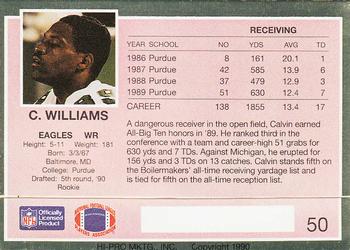 1990 Action Packed Rookie/Update #50 Calvin Williams Back