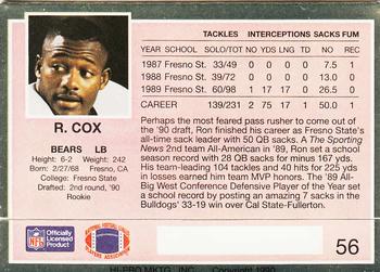 1990 Action Packed Rookie/Update #56 Ron Cox Back