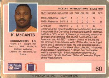 1990 Action Packed Rookie/Update #60 Keith McCants Back