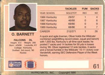 1990 Action Packed Rookie/Update #61 Oliver Barnett Back