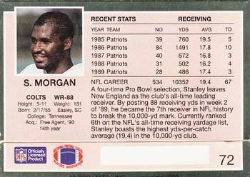1990 Action Packed Rookie/Update #72 Stanley Morgan Back