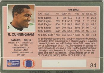 1990 Action Packed Rookie/Update #84 Randall Cunningham Back
