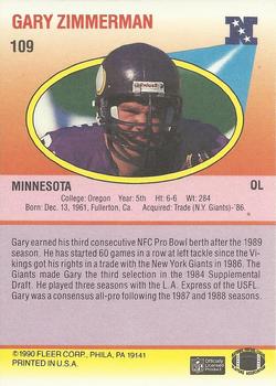 1990 Fleer #109 Gary Zimmerman Back