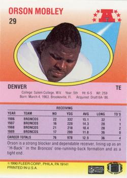 1990 Fleer #29 Orson Mobley Back