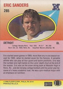 1990 Fleer #285 Eric Sanders Back