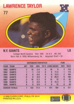 1990 Fleer #77 Lawrence Taylor Back