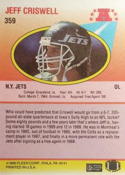 1990 Fleer #359 Jeff Criswell Back