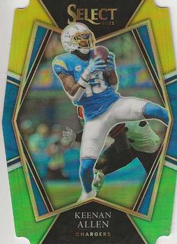 2021 Panini Select - Green and Yellow Prizm Die Cut #119 Keenan Allen Front