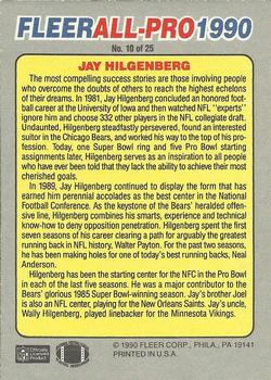 1990 Fleer - All-Pro #10 Jay Hilgenberg Back