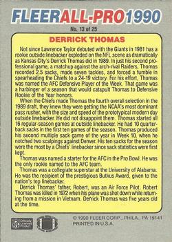 1990 Fleer - All-Pro #13 Derrick Thomas Back