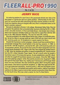 1990 Fleer - All-Pro #2 Jerry Rice Back