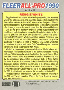 1990 Fleer - All-Pro #16 Reggie White Back