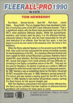 1990 Fleer - All-Pro #6 Tom Newberry Back