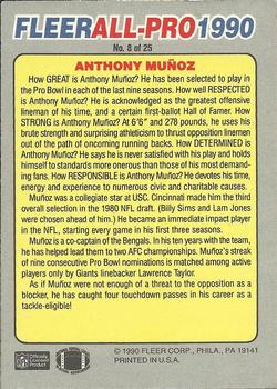 1990 Fleer - All-Pro #8 Anthony Muñoz Back
