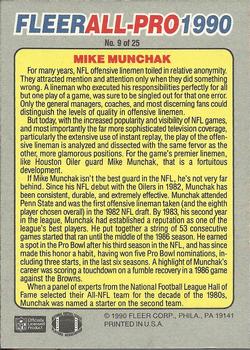 1990 Fleer - All-Pro #9 Mike Munchak Back