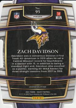 2021 Panini Select - Red and Blue Prizm Die Cut #95 Zach Davidson Back