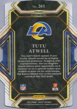 2021 Panini Select - Red and Blue Prizm Die Cut #261 Tutu Atwell Back