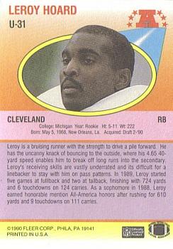 1990 Fleer Update #U-31 Leroy Hoard Back