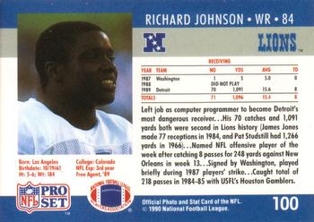 1990 Pro Set #100 Richard Johnson Back