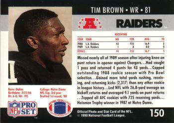 1990 Pro Set #150 Tim Brown Back