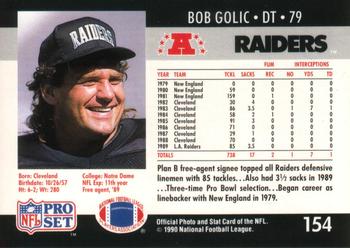 1990 Pro Set #154 Bob Golic Back