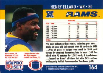 1990 Pro Set #164 Henry Ellard Back