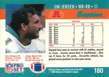 1990 Pro Set #180 Jim Jensen Back