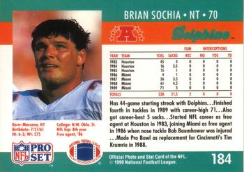 1990 Pro Set #184 Brian Sochia Back