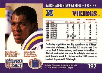 1990 Pro Set #192 Mike Merriweather Back