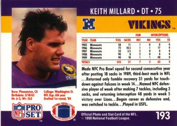 1990 Pro Set #193 Keith Millard Back