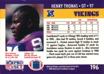 1990 Pro Set #196 Henry Thomas Back