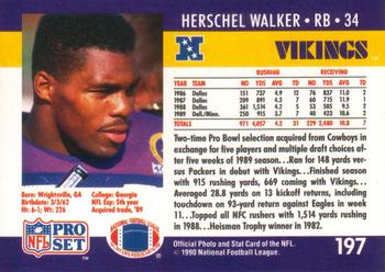 1990 Pro Set #197 Herschel Walker Back