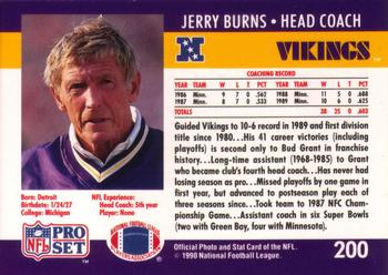 1990 Pro Set #200 Jerry Burns Back