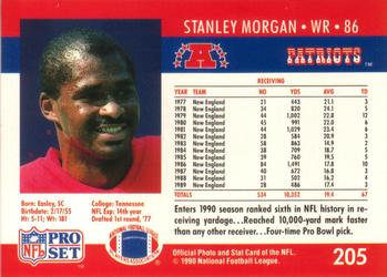 1990 Pro Set #205 Stanley Morgan Back