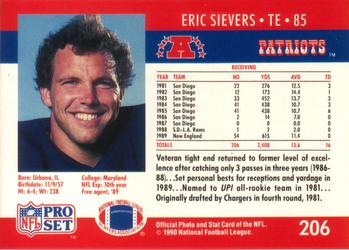 1990 Pro Set #206 Eric Sievers Back