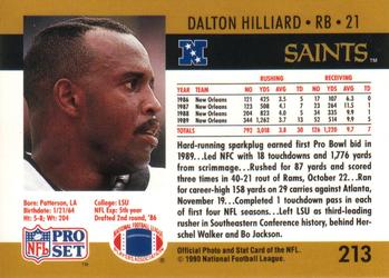 1990 Pro Set #213 Dalton Hilliard Back