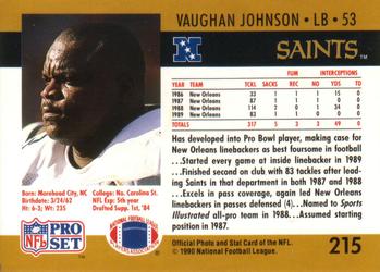 1990 Pro Set #215 Vaughan Johnson Back