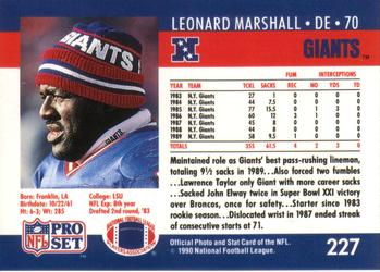 1990 Pro Set #227 Leonard Marshall Back