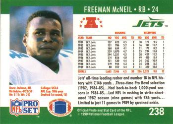 1990 Pro Set #238 Freeman McNeil Back