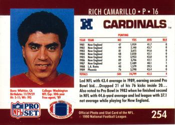 1990 Pro Set #254 Rich Camarillo Back