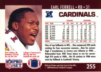 1990 Pro Set #255 Earl Ferrell Back