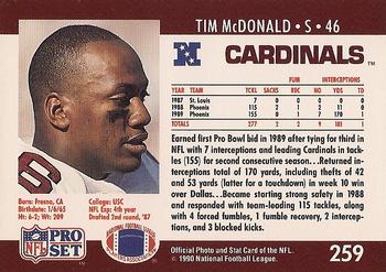 1990 Pro Set #259 Tim McDonald Back