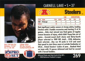 1990 Pro Set #269 Carnell Lake Back