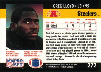 1990 Pro Set #272 Greg Lloyd Back