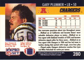 1990 Pro Set #280 Gary Plummer Back